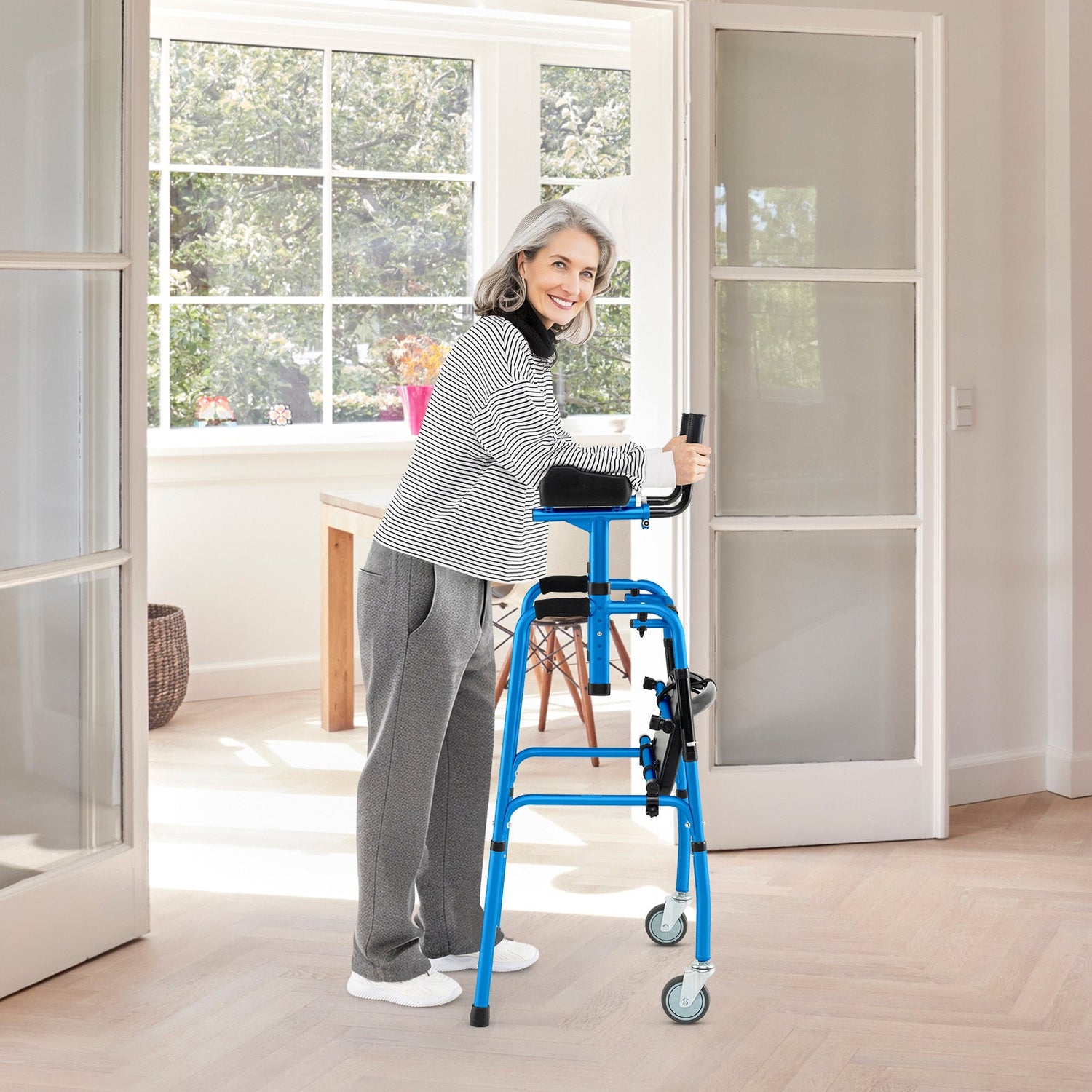 Andador enrollable versátil para entrenamiento de rehabilitación
