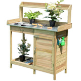 Banco de trabajo de madera para jardín, mesa de trasplante