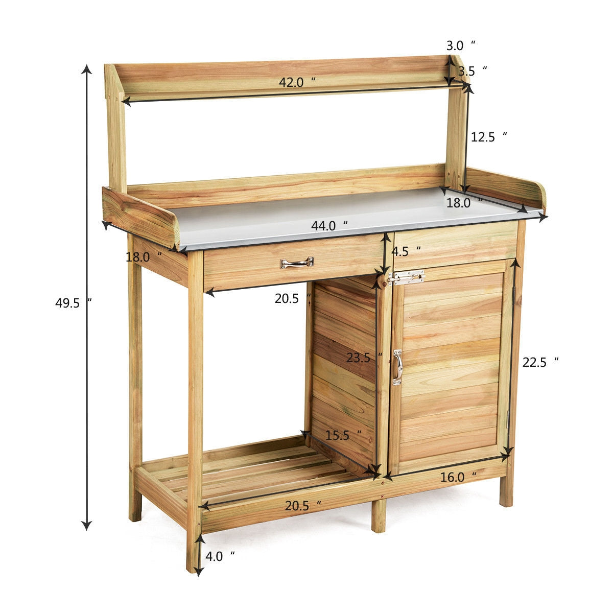 Banco de trabajo de madera para jardín, mesa de trasplante