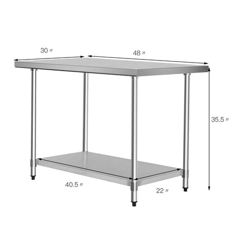 Mesa de Acero Inoxidable de 30 x 48 Pulgadas para Cocina Comercial, Mesa de Trabajo