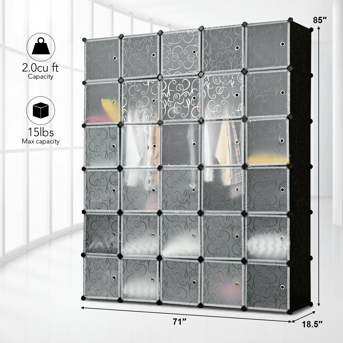 Armario portátil de 30 cubos para ropa DIY