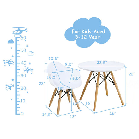 Juego de 3 piezas de mesa y sillas redondas modernas para niños