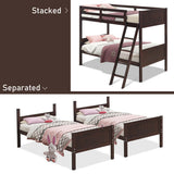 Twin Size Wooden Bunk Beds Convertible 2 Individual Beds