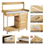 Banco de trabajo de madera para jardín, mesa de trasplante