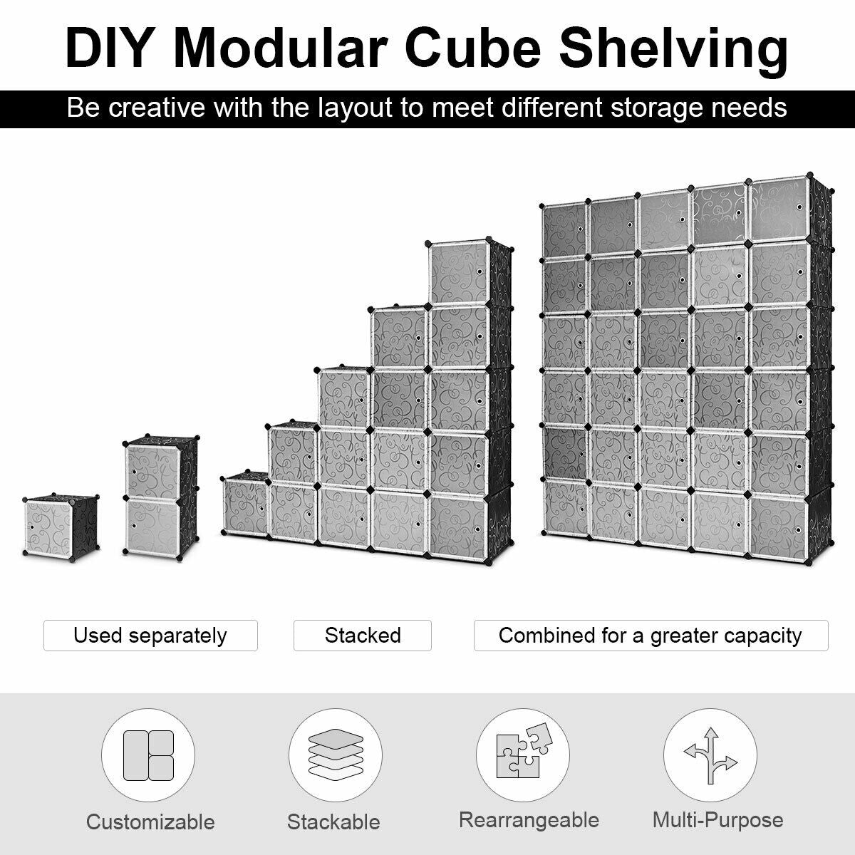 Armario portátil de 30 cubos para ropa DIY