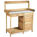 Banco de trabajo de madera para jardín, mesa de trasplante