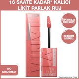 Maybelline New York Super Stay Vinyl Ink Liquid Lipstick - 100 Charmed, Long-Lasting, Non-Sticky Formula