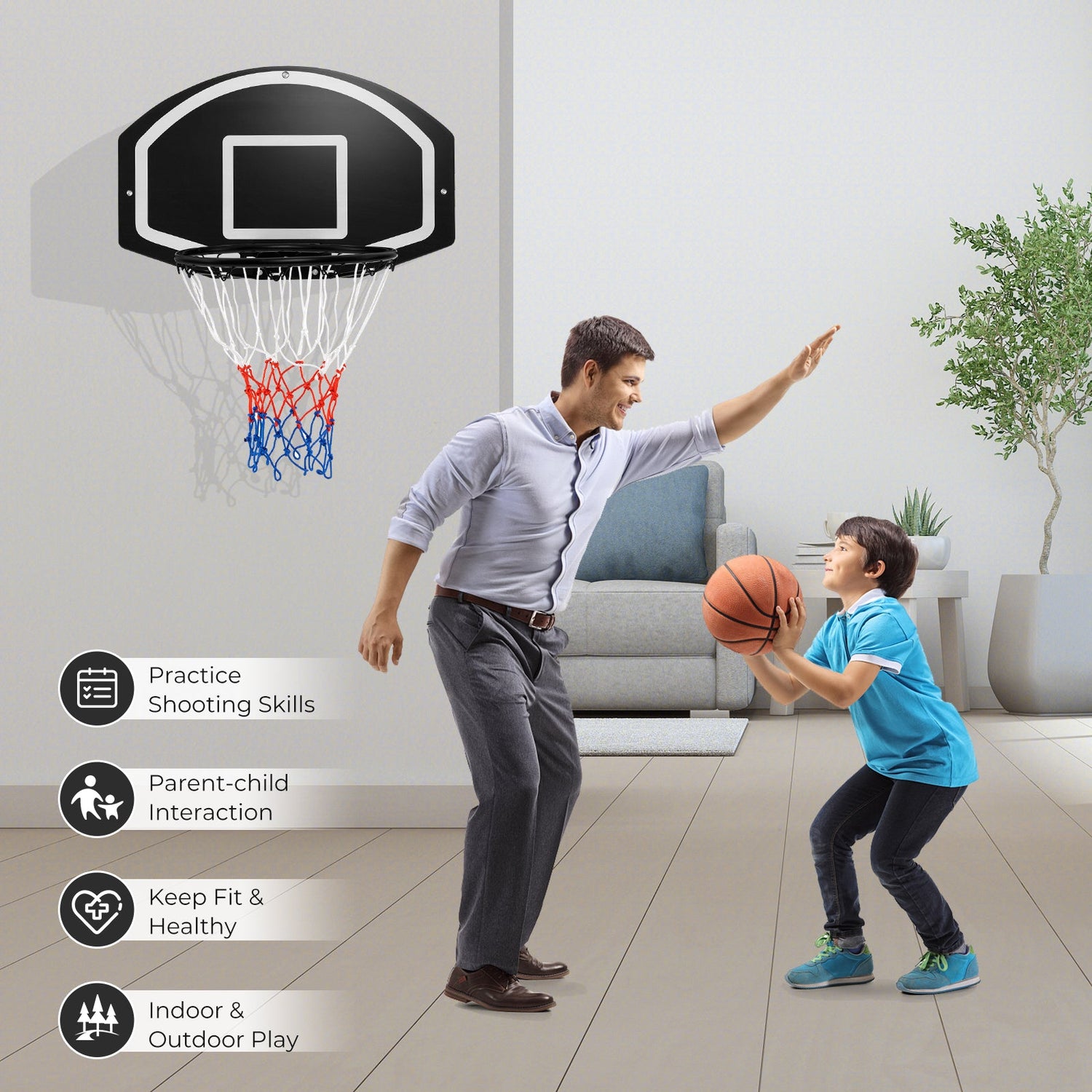 Juego de baloncesto montado en la pared para niños, adolescentes y adultos