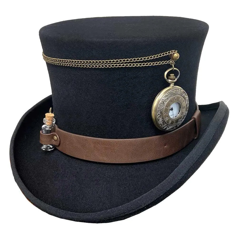 Sombrero de copa de lana estilo Steampunk "Deadwood Trading Time Traveler"