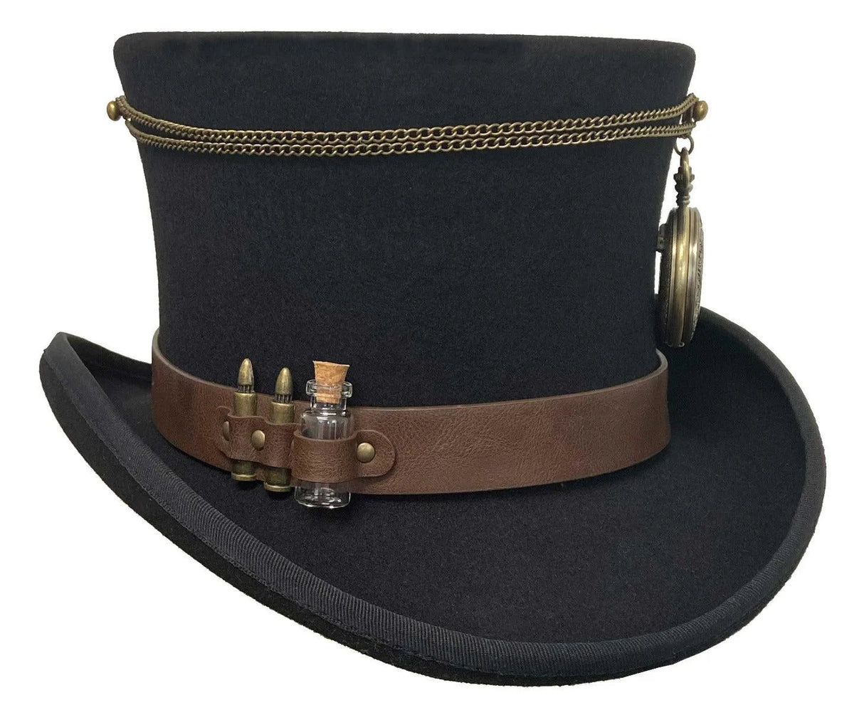 Sombrero de copa de lana estilo Steampunk "Deadwood Trading Time Traveler"