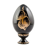Berries & Golden Leaf Motif Ukrainian Folk Art Wooden Easter Egg