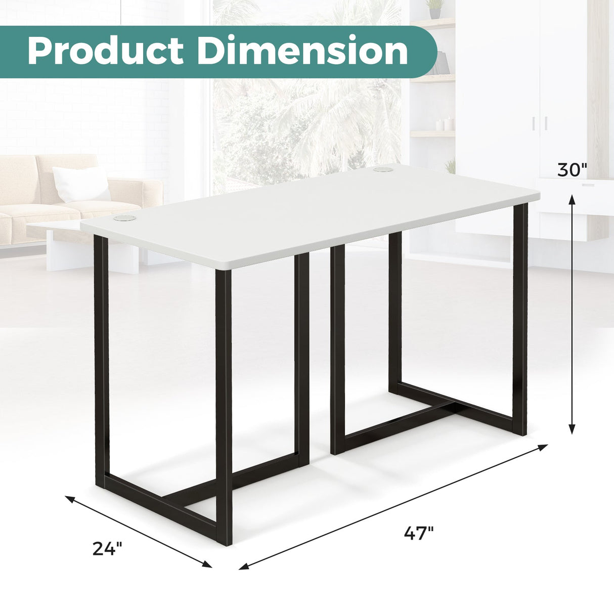 Escritorio moderno para ordenador, mesa de estudio y escritura de 47 pulgadas con estructura de metal