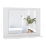 Espejo de baño rectangular con estante de 23.5 x 17.5 pulgadas y marco de madera