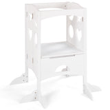 Folding Kids Kitchen Helper Kitchen Counter Step Stool-White