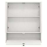 Double Door Wall-Mounted Bathroom Mirrored Medicine Cabinet-White