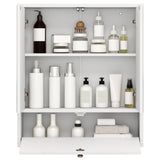 Double Door Wall-Mounted Bathroom Mirrored Medicine Cabinet-White