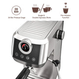 Wirsh 20 Bar Espresso Machine | Home Barista Plus with Pressure Gauge & Steam Wand