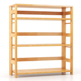 Estantería de 4 niveles de madera de caucho con vallas laterales para sala de estar