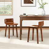 Wood Dining Chair Set of 2 Farmhouse Kitchen Dining Room Chairs Mid-Century Modern Armless Side Chairs-Brown