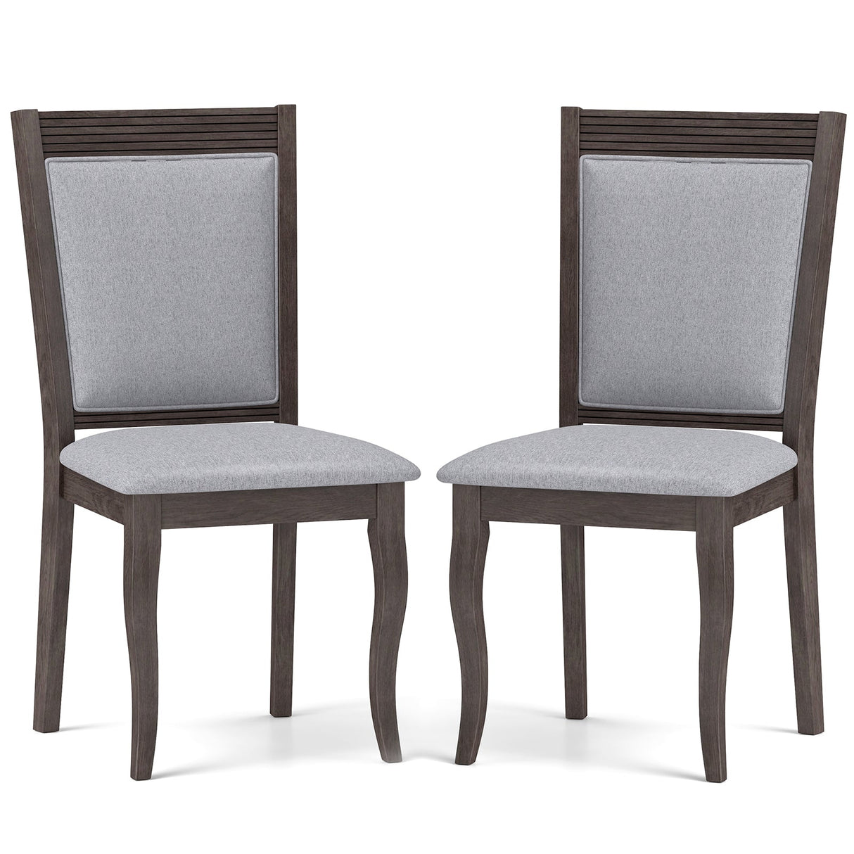 Wood Dining Chairs Set of 2 with Rubber Wood Frame and Padded Seat-Brown