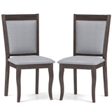 Wood Dining Chairs Set of 2 with Rubber Wood Frame and Padded Seat-Brown