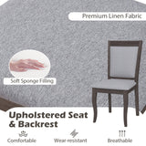 Wood Dining Chairs Set of 2 with Rubber Wood Frame and Padded Seat-Brown