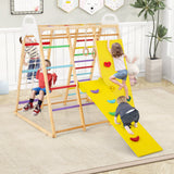 8-in-1 Wooden Jungle Gym Playset with Slide and Monkey Bars