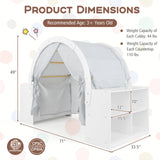 Tienda de juegos de madera para niños con cortinas y 8 cubículos - Blanca