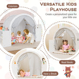 Tienda de juegos de madera para niños con cortinas y 8 cubículos - Blanca