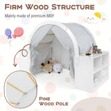 Tienda de juegos de madera para niños con cortinas y 8 cubículos - Blanca