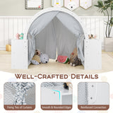 Tienda de juegos de madera para niños con cortinas y 8 cubículos - Blanca