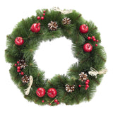 Ukrainian Christmas Wreath with Frosted Straw Bows, Apples & Pine Cones 20 Inches