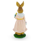 Vintage Style Easter Bunny Figurine With Flowers and Egg Basket 8.7 Inches Tall