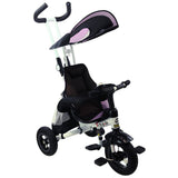 Triciclo Cochecito de Aprendizaje 4 en 1 Desmontable para Bebé con Toldo y Bolso - Rosa