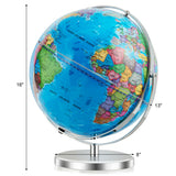 Globo terráqueo iluminado de 13 pulgadas, mapa giratorio 720° con luz LED