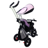 Triciclo Cochecito de Aprendizaje 4 en 1 Desmontable para Bebé con Toldo y Bolso - Rosa