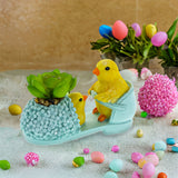 Easter Chick Planter Decorative Shoe Shaped Succulent Pot with Floral Accents 3.4 Inches Tall