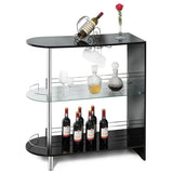 Mesa de bar de 2 portavasos con estante de vidrio templado