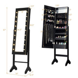 Mirrored Jewelry Cabinet Armoire Organizer w/ LED lights