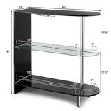 Mesa de bar de 2 portavasos con estante de vidrio templado