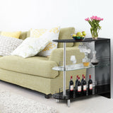 Mesa de bar de 2 portavasos con estante de vidrio templado