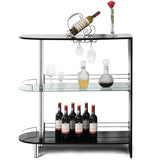Mesa de bar de 2 portavasos con estante de vidrio templado