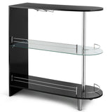 Mesa de bar de 2 portavasos con estante de vidrio templado