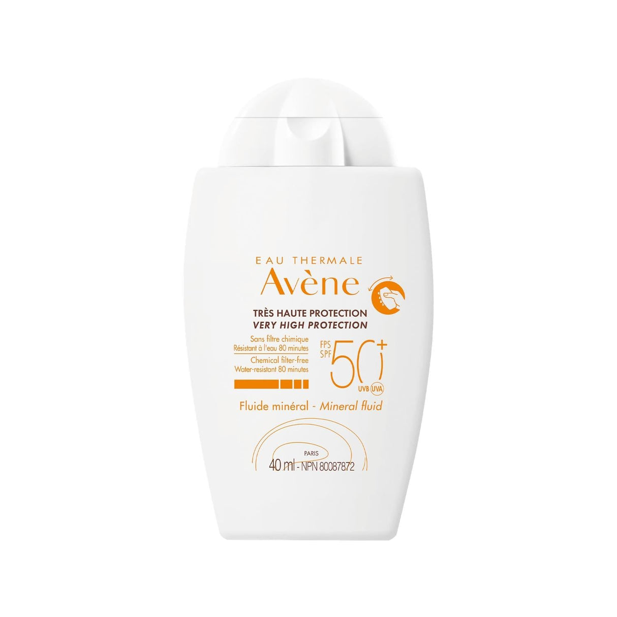 Avene Mineral Sunscreen Fluide SPF 50+ - High Protection for Sensitive Skin, 1.35 fl oz