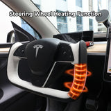 Yoke Style Steering Wheel for Model 3 / Y【Black & White Leather】