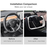 Yoke Style Steering Wheel for Model 3 / Y【Black & White Leather】