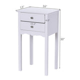 Mesa auxiliar/lateral decorativa con 2 cajones - Blanca