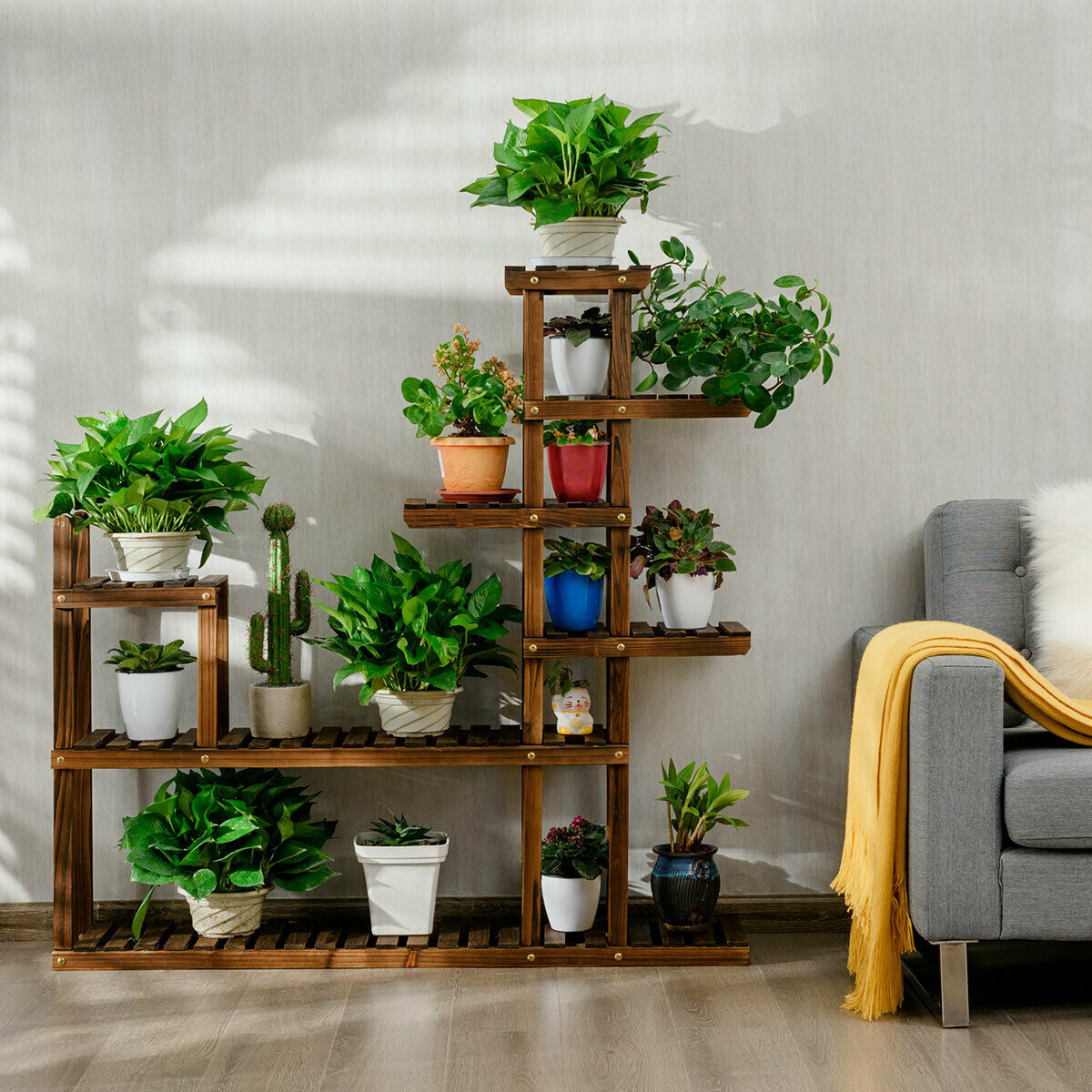 Estantería de madera de 7 niveles para plantas y flores